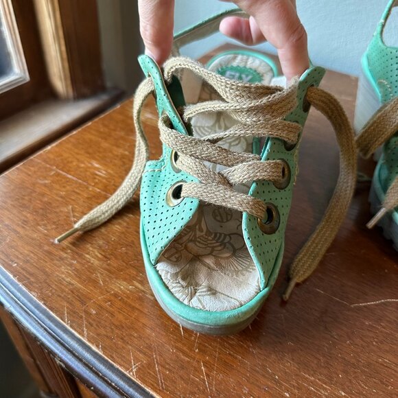 FLY LONDON Ylfa mint green lace up wedge sandals EU 36 / US 5.5-6 - Picture 2 of 9